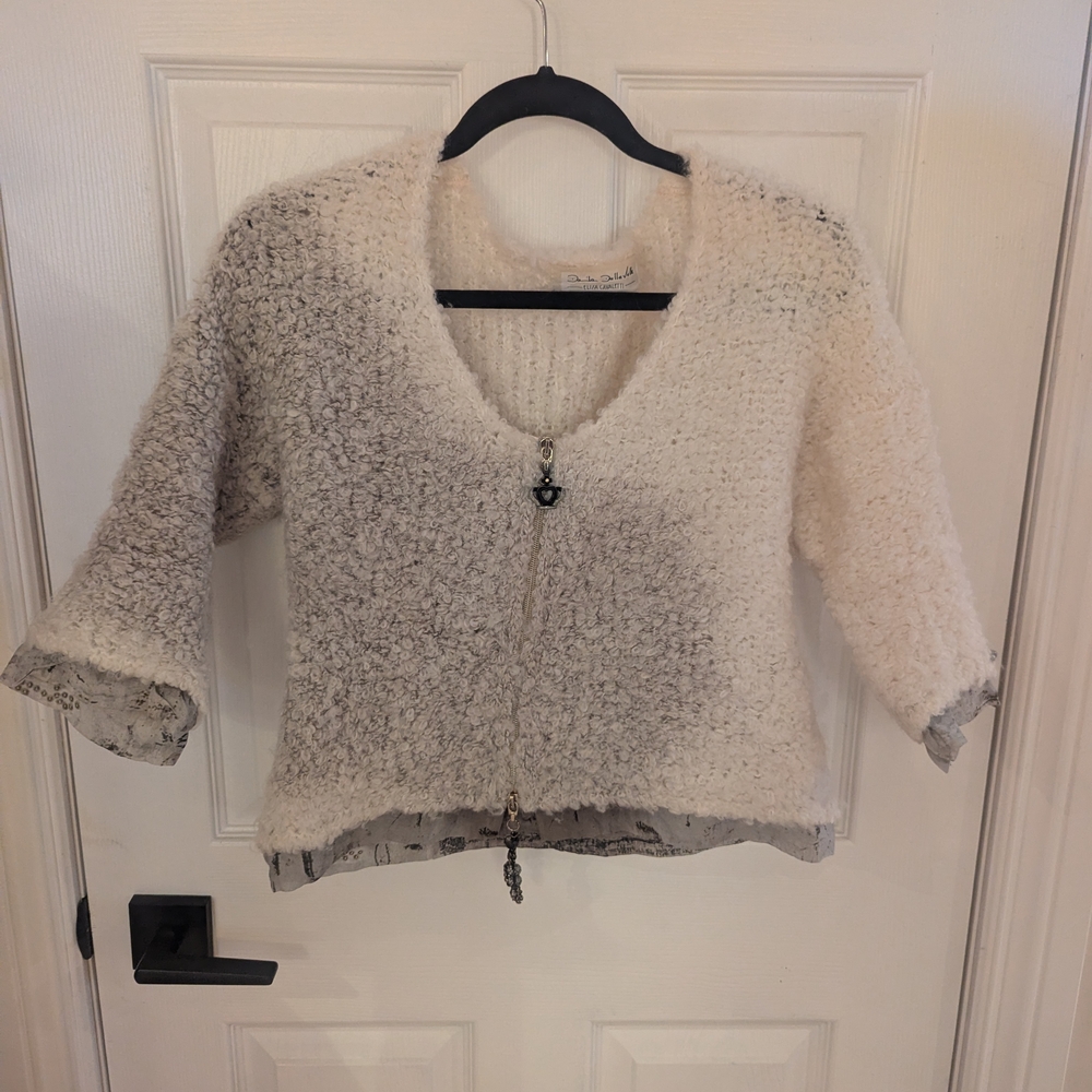 Elisa Cavaletti Cream and Gray Textured Blazer